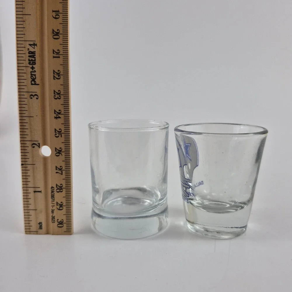 Dallas Cowboys NFL Shot Glass Set Clear Glass Blue Silver Helmet Logo 2 Piece
